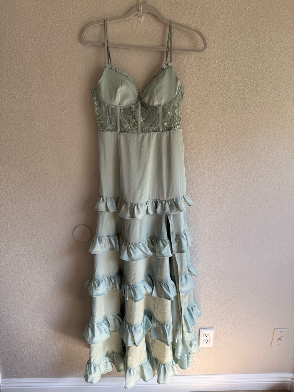 NEW Altar’d State Dress Women Medium Green Malinda Lace up Corset Maxi